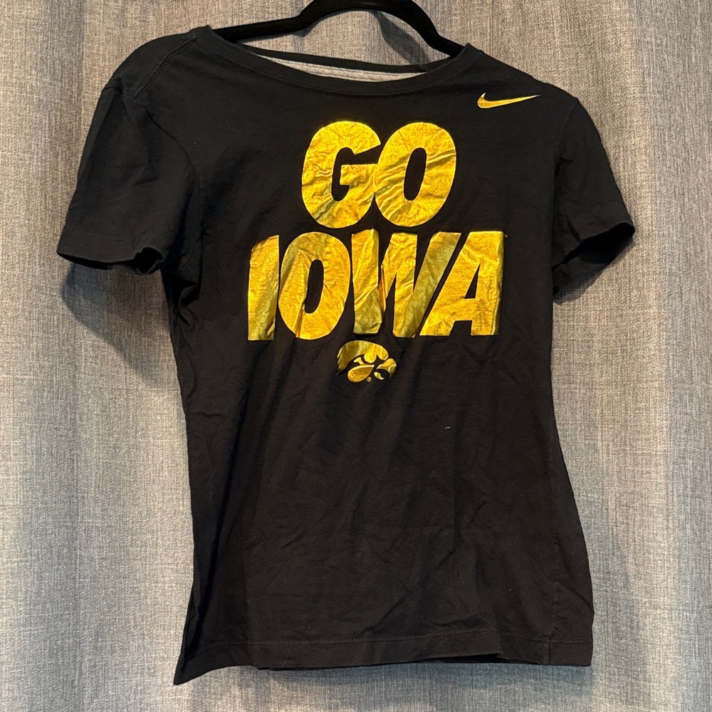Nike Black and Yellow 'Go Iowa' Tee M
